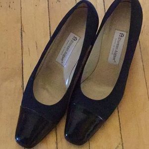 Etienne Aigner black fabric pumps, leather soles